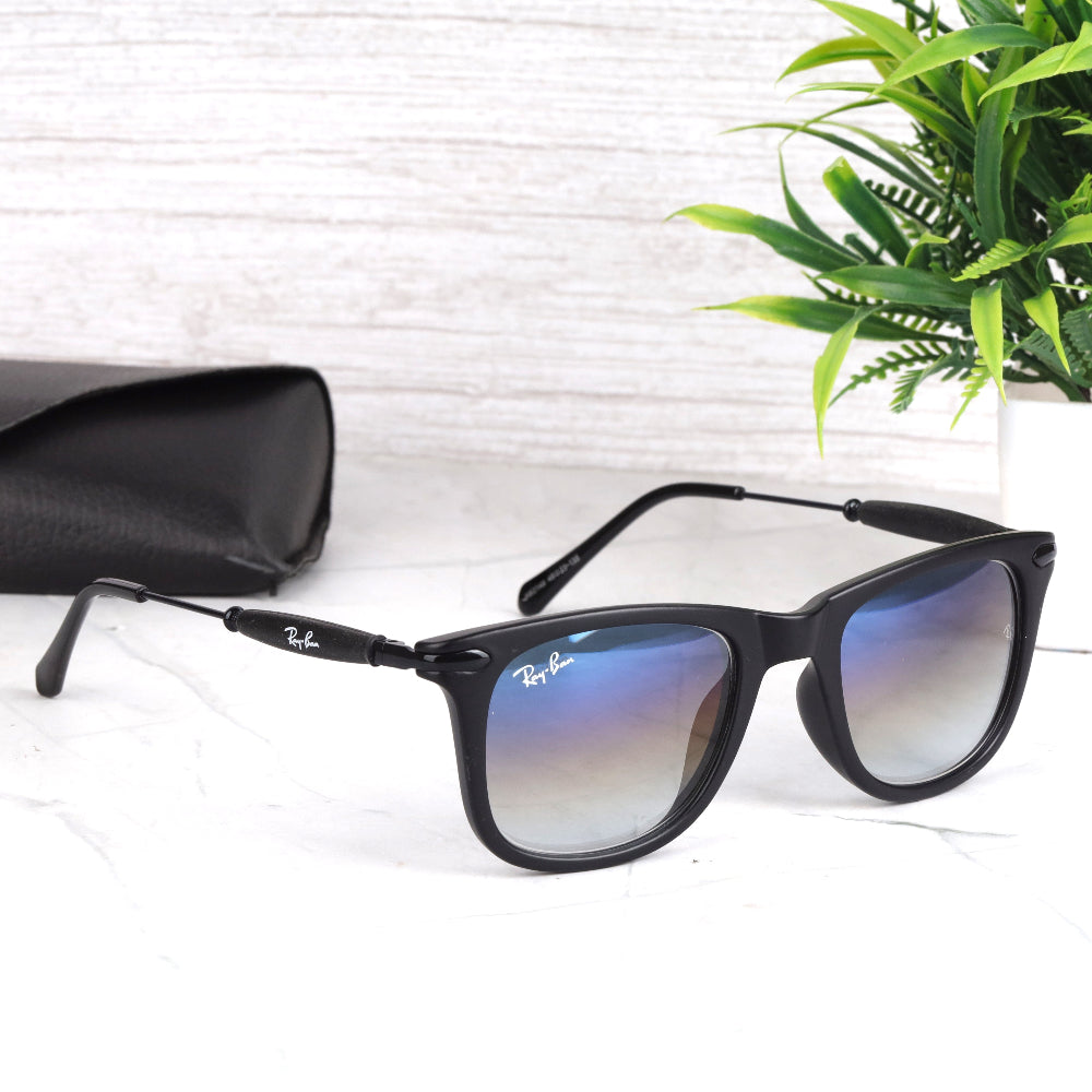 Classic Square 2148 Black-Blue DC Shade Sunglass with black square frame and UV 400 protection from JUO INDIA.